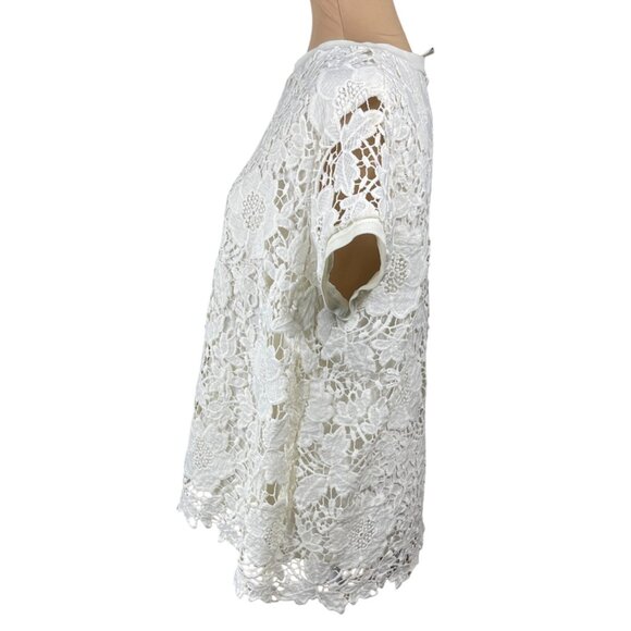 Cato Lace Overlay T-Shirt Top Cream XL Extra Large Short Sleeve - Picture 2 of 9